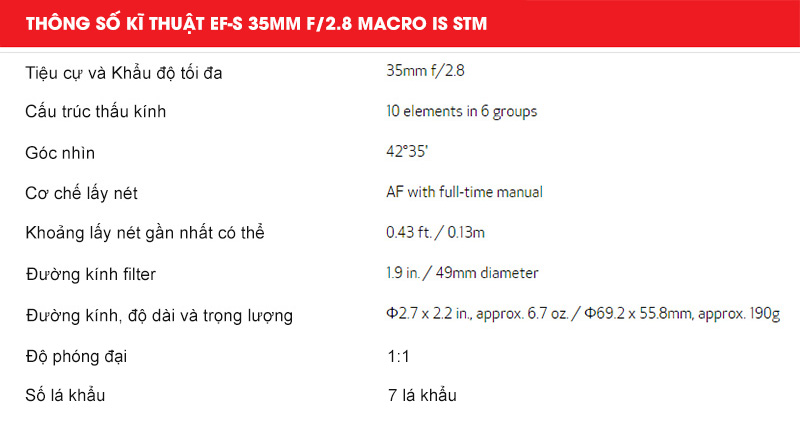 Canon trình làng ống kính EF-S 35mm f/2.8 Macro IS STM | 50mm Vietnam